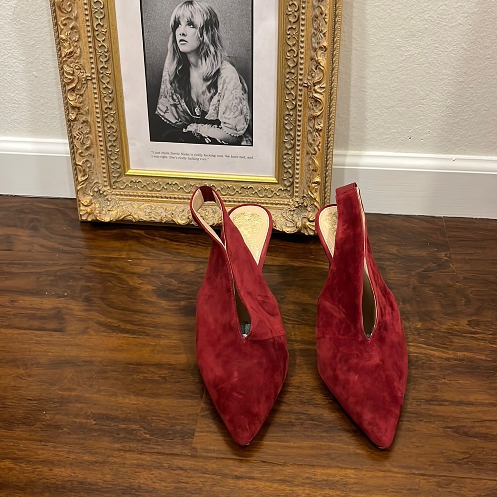 Vince Camuto Red Suede Slingback Heels